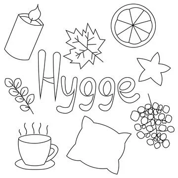 Set on the theme of Hugge in black and white Stock Illustration
