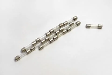 Set of thermal fuses for inserting into the electronic circuit, laid in a row Stock Photos