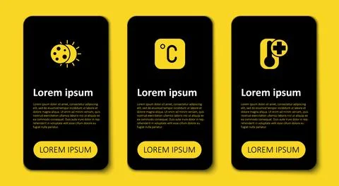 Set Thermometer, Celsius and Eclipse of the sun. Business infographic template Illustrazione stock