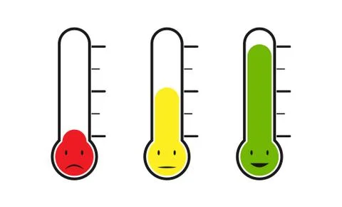 Set of thermometer with different temperature. Emotions, mood or voting. Stock Illustration