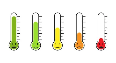 Set of thermometer with different temperature. Emotions, mood or voting. イラスト素材