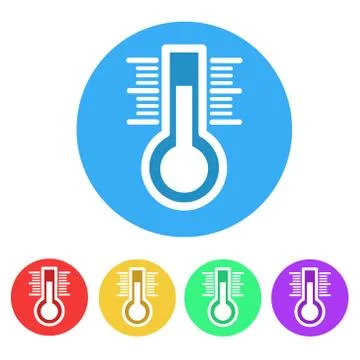 Set of thermometer flat icon on white, stock vector illustration Stock Illustration