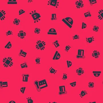 Set Thermostat, Smart home, Processor with CPU and Motion sensor on seamless Stockillustratie