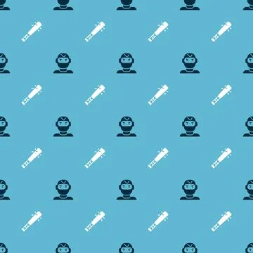 Set Thief mask and Baseball bat with nails on seamless pattern. Vector 스톡 일러스트