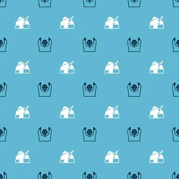 Set Thief surrendering hands up and Murder on seamless pattern. Vector Stock Illustration