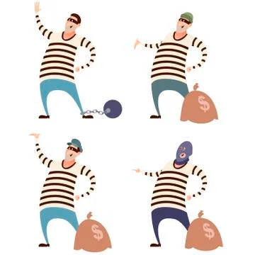 Set of thieves Stock Illustration