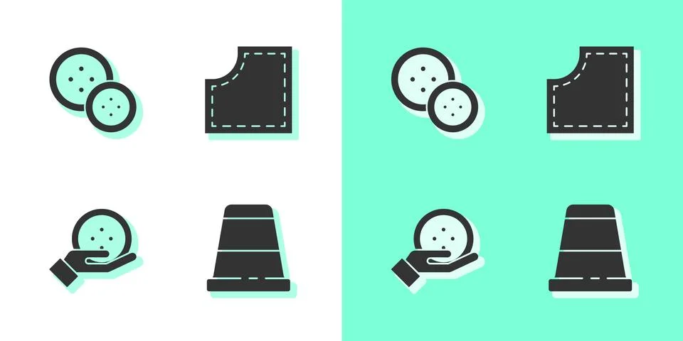 Set Thimble for sewing, Sewing button, and Pattern icon. Vector Stock Illustration