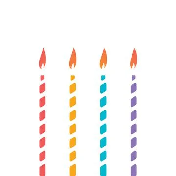 Set of thin decorative candle for cake. Decoration of children's holiday Stock Illustration