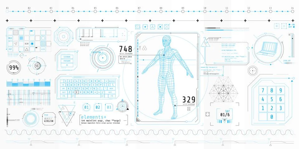 A set of thin elements on the topic of Data Scanning. Stockillustratie