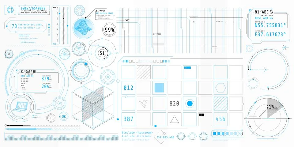 A set of thin elements on the topic of Data Control. Stockillustratie