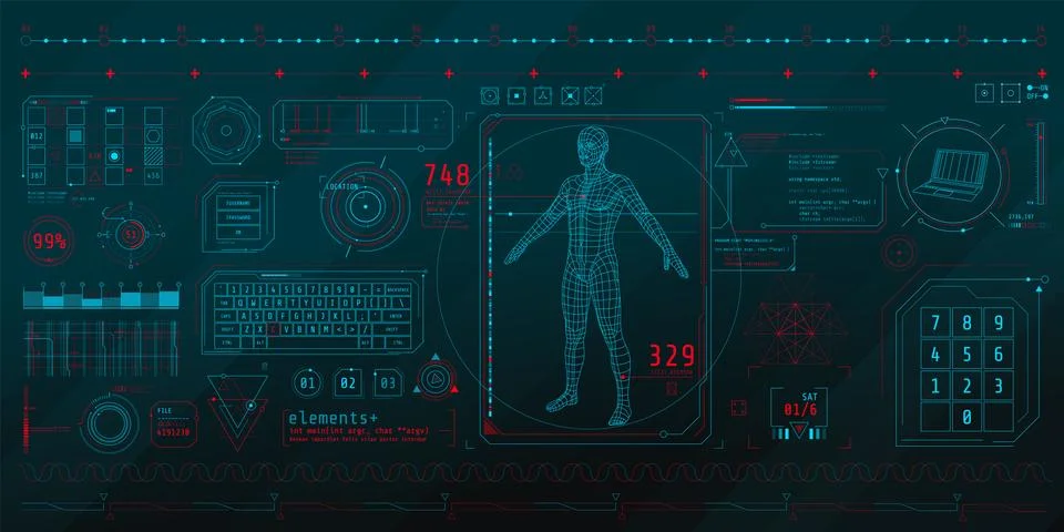 A set of thin elements on the topic of Data Scanning. Stockillustratie