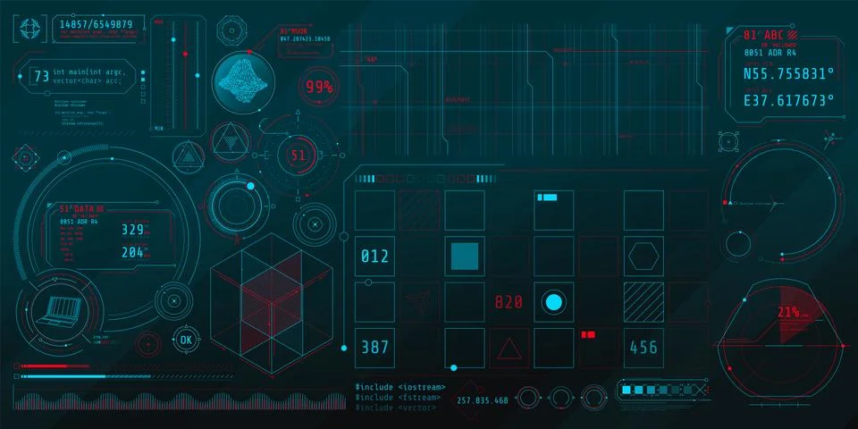 A set of thin elements on the topic of Data Control. Stockillustratie