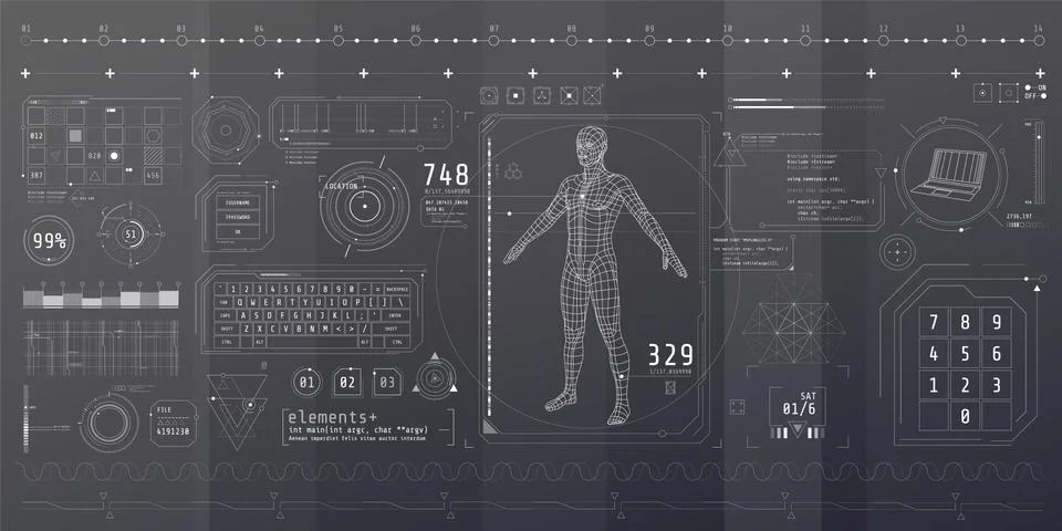 A set of thin elements on the topic of Data Scanning. Stockillustratie