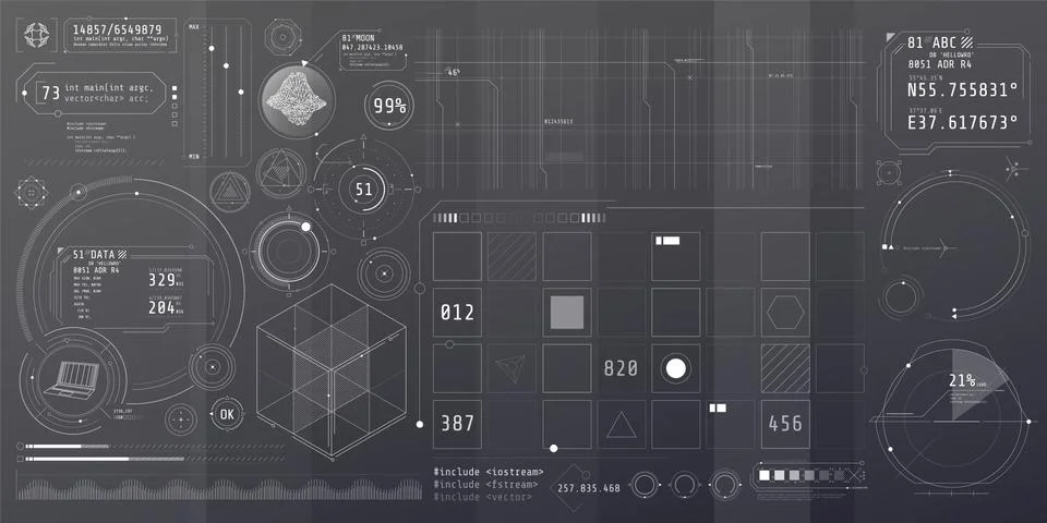 A set of thin elements on the topic of Data Control. Stockillustratie