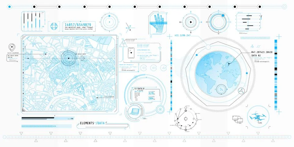 A set of thin elements on the topic of Geo Location. Illustrazione stock