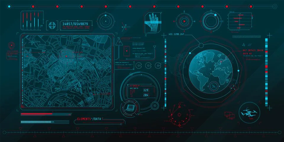 A set of thin elements on the topic of Geo Location. Illustrazione stock