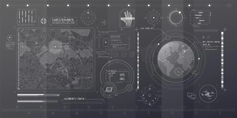 A set of thin elements on the topic of Geo Location. Illustrazione stock