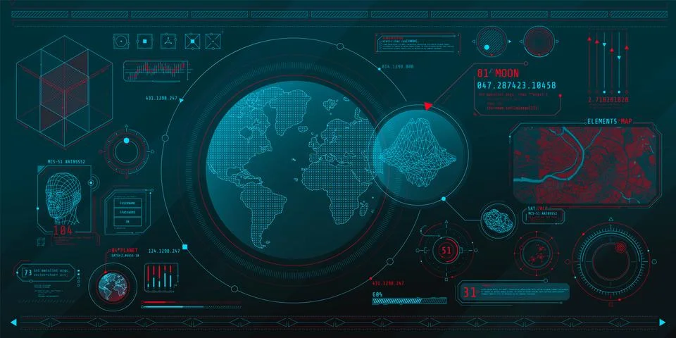 A set of thin elements on the topic of Planetary Search. 스톡 일러스트
