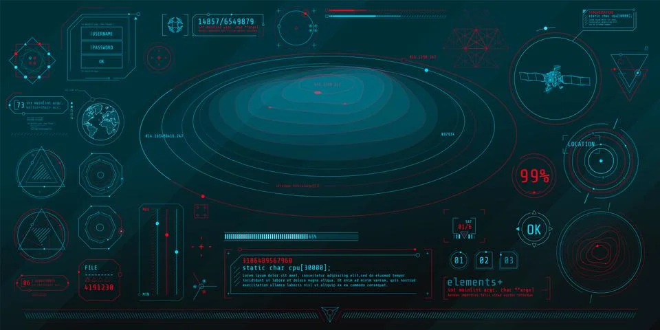 A set of thin elements on the topic of Topography. イラスト素材