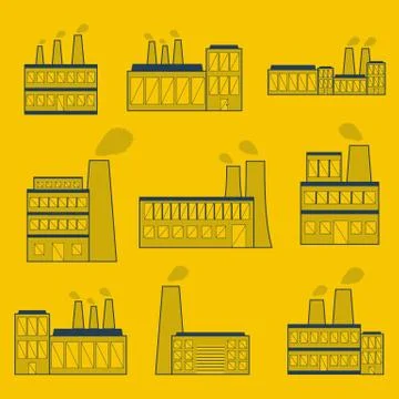 Set of thin factory icons Stock Illustration