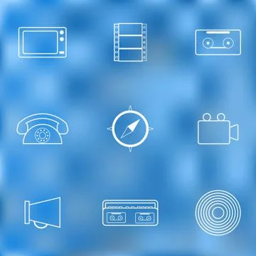 Set of thin icons on retro theme Stock Illustration