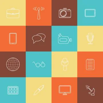 Set of thin journalism icons Stock Illustration
