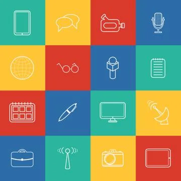 Set of thin journalism icons Stock Illustration