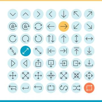 Set of thin line arrow icons Stock Illustration