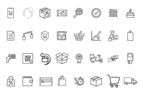 Set of thin line ecommerce and delivery icons Stock Illustration