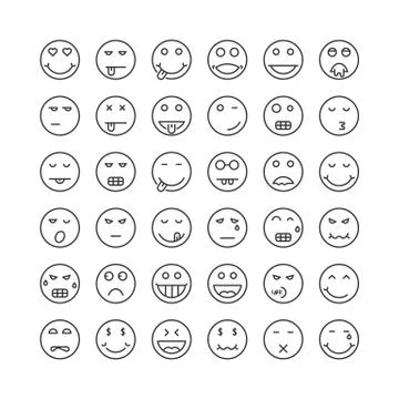 Set of thin line emoji Stock Illustration