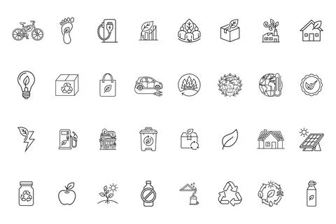Set of thin line icons for ecology and environment Stock Illustration