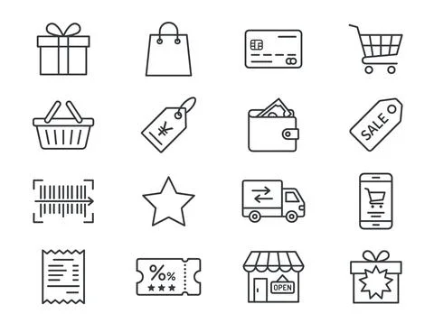 Set of thin line icons representing online shopping, e-commerce, retail, an.. Illustration