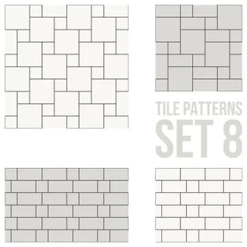 Set of thin line seamless pattern brick tile, use for background 스톡 일러스트