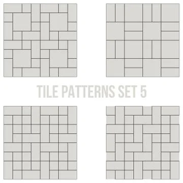 Set of thin line seamless pattern brick tile, use for background Stock Illustration