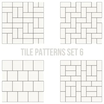 Set of thin line seamless pattern brick tile Stock Illustration