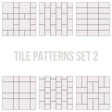 Set of thin line seamless pattern brick tile Illustrazione stock