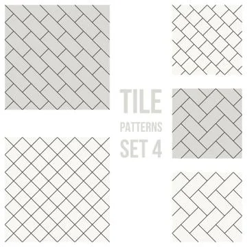 Set of thin line seamless pattern brick tile イラスト素材