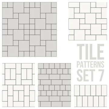 Set of thin line seamless pattern brick tile イラスト素材