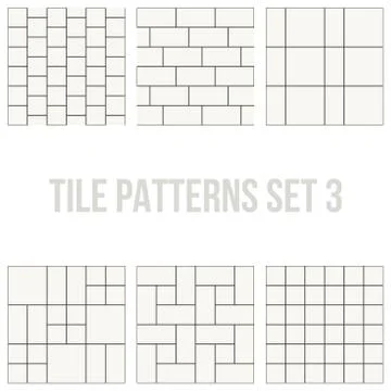 Set of thin line seamless pattern brick tile 스톡 일러스트