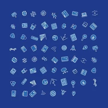 Set of Thin Line Technology Icons Representing Digital Concepts and Web Sol.. Illustrazione stock