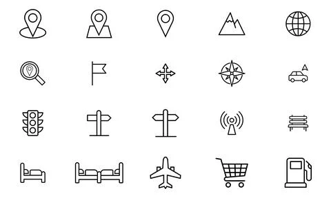 Set of thin line travel and navigation icons Stockillustratie