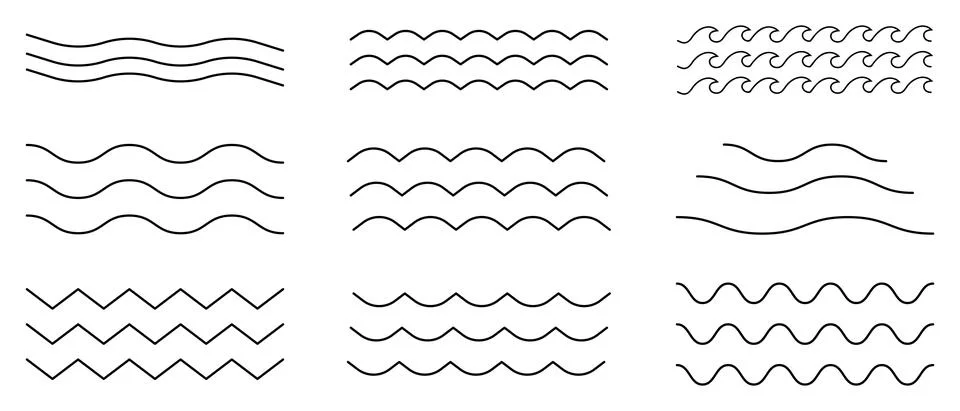 Set of thin line waves icon Stock Illustration