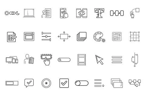 Set of thin line web design and development icons Stock Illustration