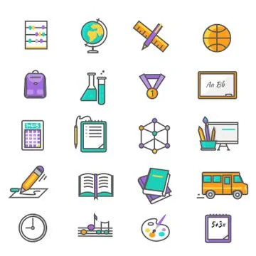 Set of Thin Lines Icons Back to School Stock-Illustration