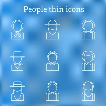 Set of thin people icons Stock Illustration