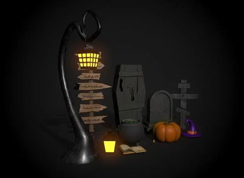 A set of things for Halloween 3d-rendering イラスト素材