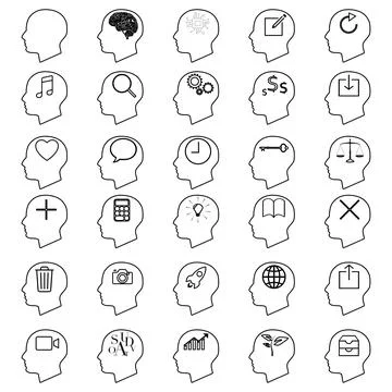 Set of Thinking Heads Icons. Head thinking of business concept icon vector イラスト素材