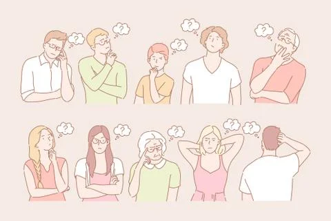 Set of thinking people concept 스톡 일러스트