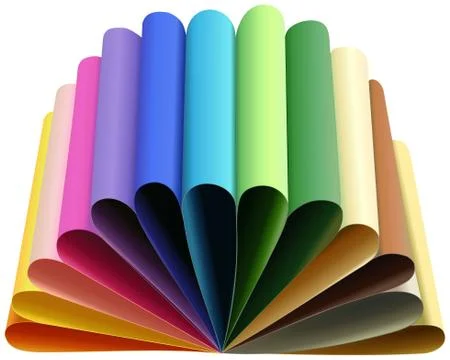 Set of thirteen colored papers folded to arcs Illustrazione stock