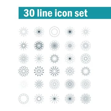 Set of thirty angular abstract vector icons Stock Illustration